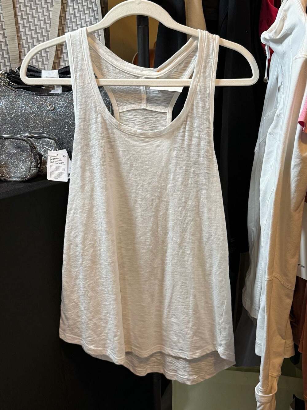 Athleta White Slub Knit Racerback Tank Top Size S